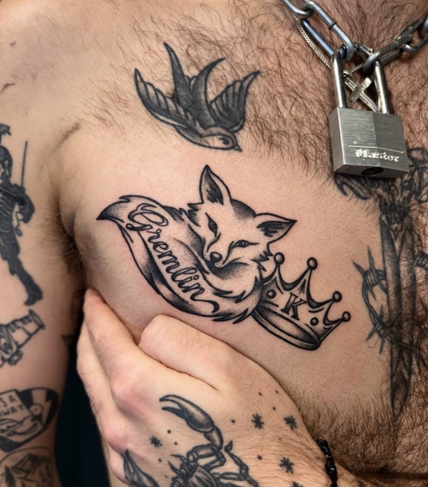 Fox and swallow chest piece